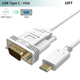 USB-C to VGA Cable,(10ft,1080p),FOINNEX USB Type-C VGA Adapter Cord (Thunderbolt 3) for 2017/2016 Ma