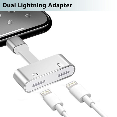 2in1 Dual Port Splitter Adapter for iPhone x/8/7/8 Plus/7 Plus