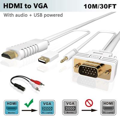HDMI to VGA Cable with Audio 30FT/10M