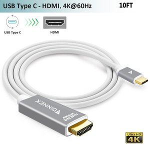 USB-C to HDMI Cable,(10FT,4K@60Hz),USB Type-C HDMI Adapter Cord (Thunderbolt 3) for iPad Pro 2018,Ma