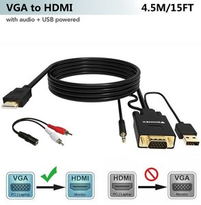 VGA to HDMI Adapter Cable 15Ft/4.5M 