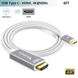 USB-C to HDMI Cable,(6ft,4K@60Hz),USB Type-C HDMI Adapter Cord (Thunderbolt 3) for iPad Pro 2018,Mac