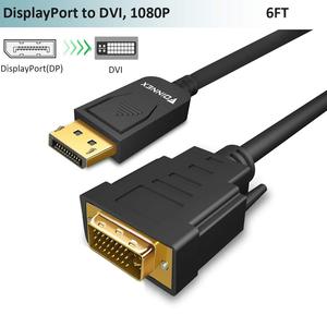 DisplayPort to DVI Cable,DP to DVI Cable 1.8m,FOINNEX Male Display Port in to DVI Out Adapter