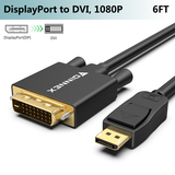 DisplayPort to DVI Cable,DP to DVI Cable 6FT,FOINNEX Male Display Port in to DVI Out Adapter Cord,10