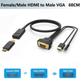 Female/Male HDMI to VGA Dongle Adapter with Audio,2Ft,Universal Active HDMI-VGA Connector Cable 1080