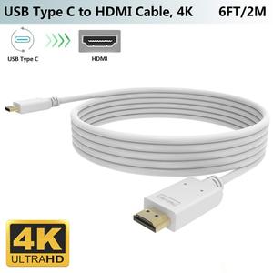 USB C to HDMI Cable 4K (6Ft/2M),USB Type-C HDMI Adapter Cord (Thunderbolt 3 Compatible) for iPad Pro
