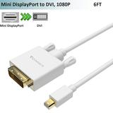 Mini Displayport to DVI Adapter Cable, (6 Feet, Gold Plated)